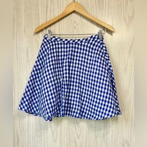 J. Crew Blue Gingham Linen A-Line Mini Skirt Size 00P